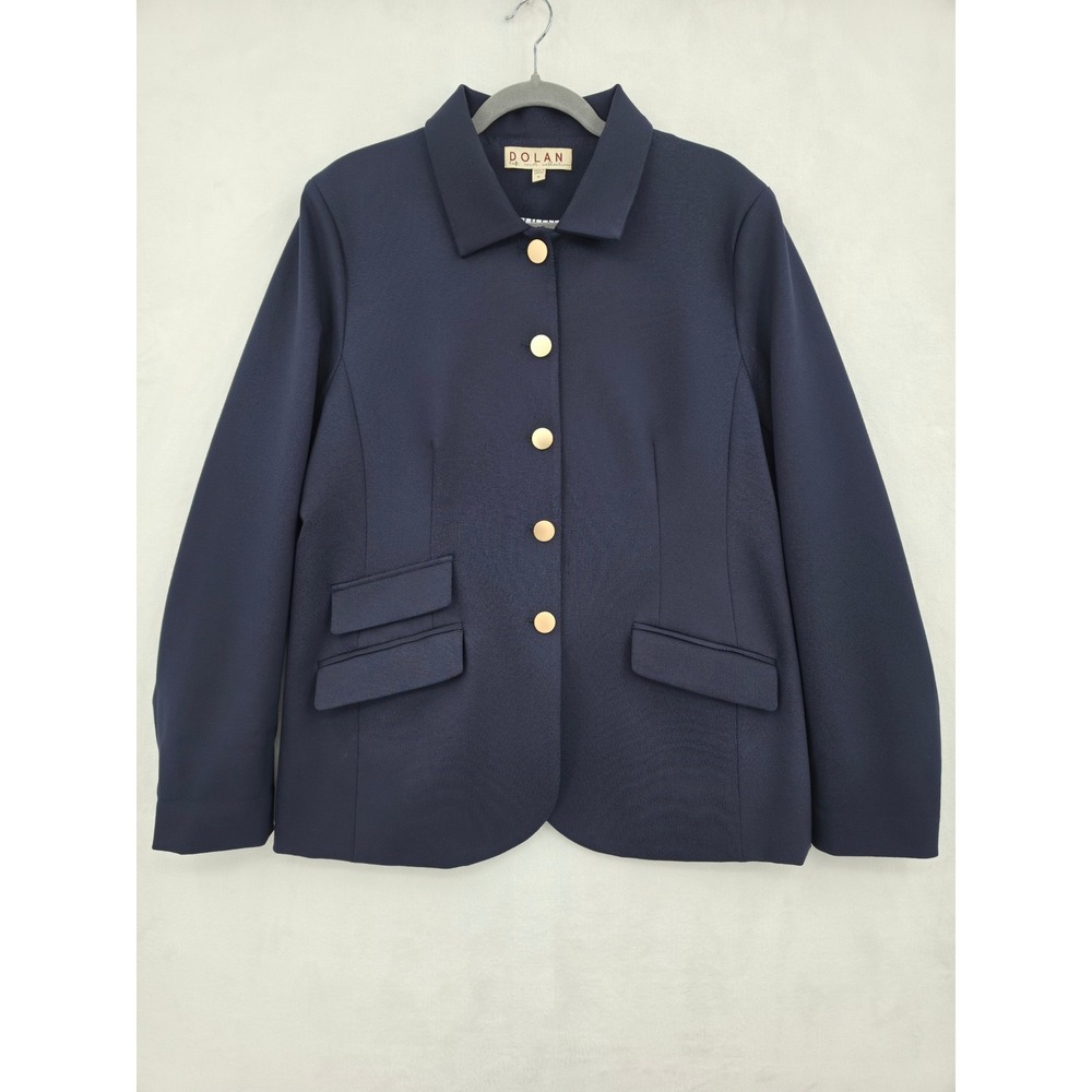 Dolan Left Coast Collection Navy Blue Gold Button Ponte Blazer Jacket XL Preppy